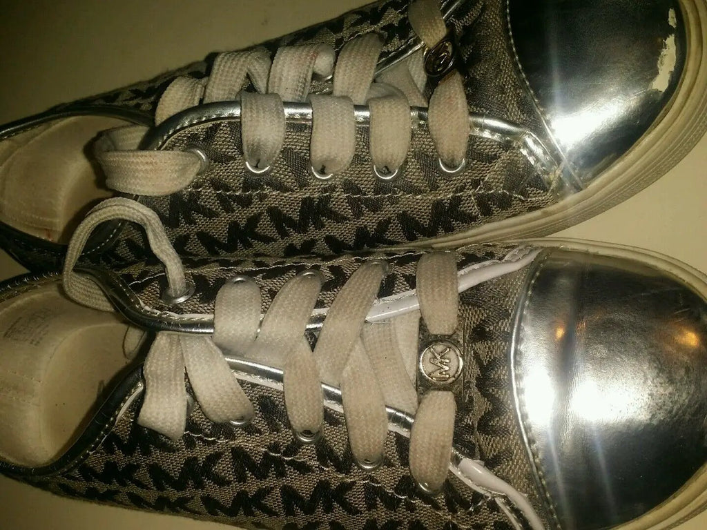Michael Kors Women's Lace Up Signature Monogram Sneakers Shoes Sz 4 by Michael Kors