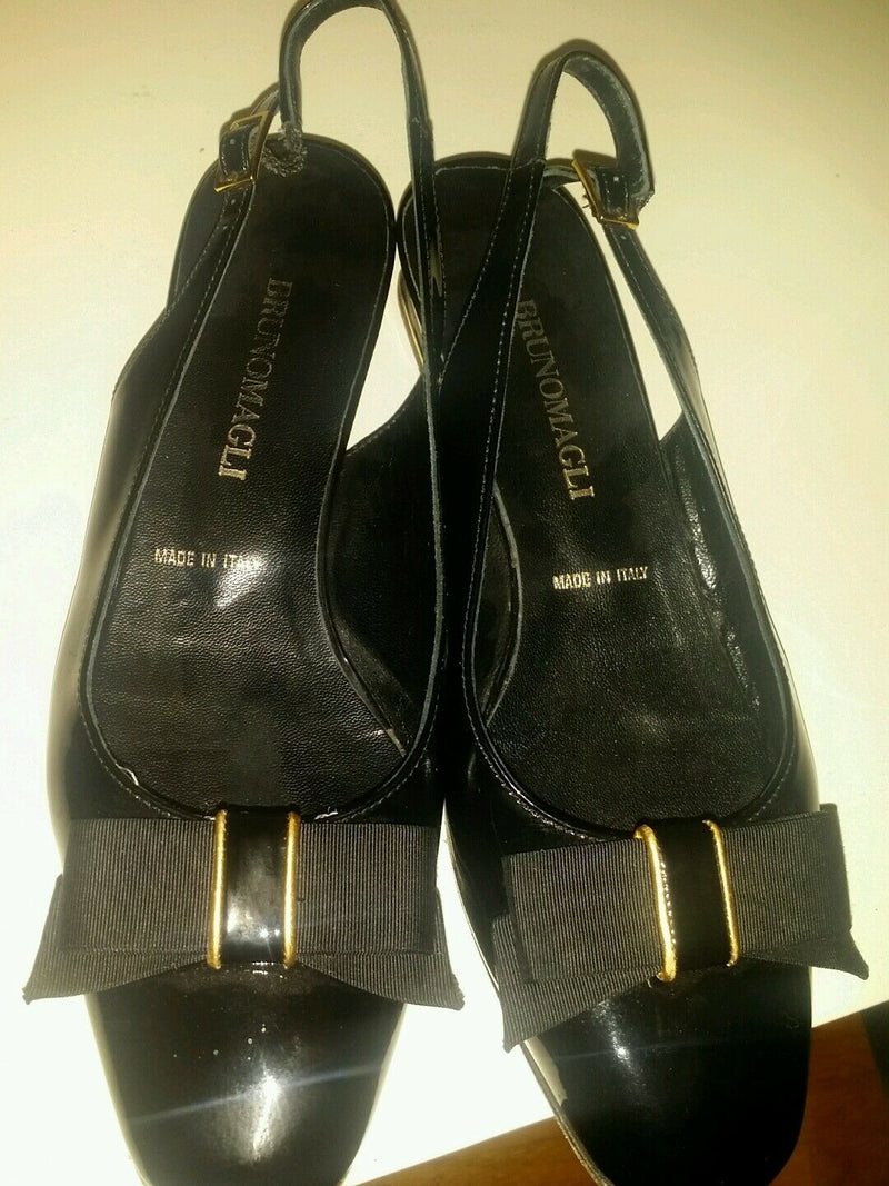 $450  BRUNO MAGLI 8.5  Patent Leather Ballet Flats Shoes ITALY