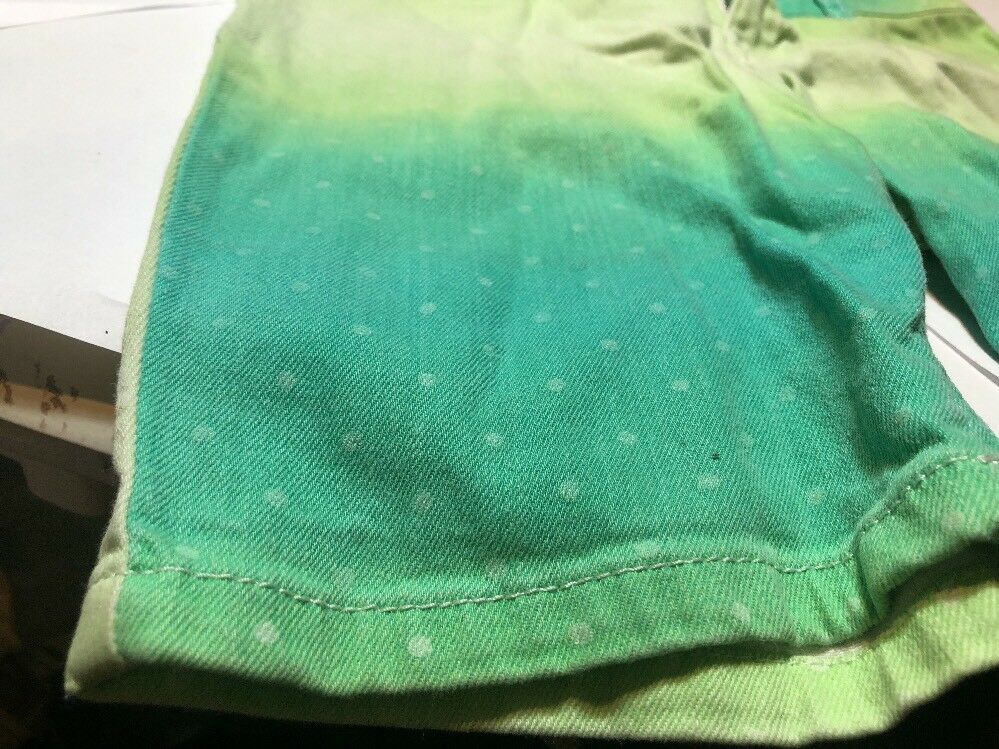 Green Polkadot Ombre Green Jean Youth Shorts Size 12