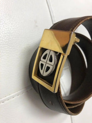 New BOSCAMen's Brown Genuine Leather Belt Metal Buckle Size: 29