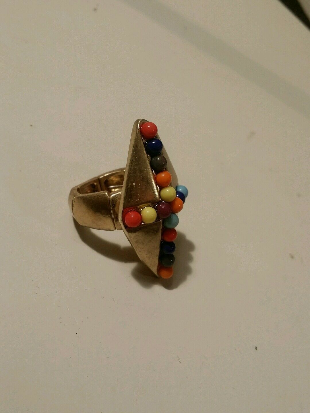 costume jewelry gold tone eccentric ring adjustable size