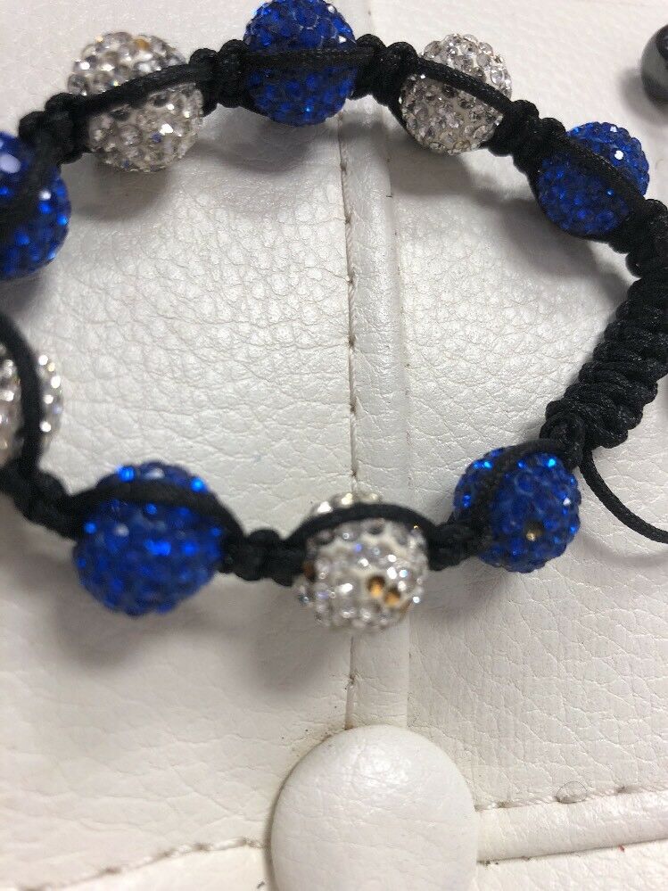 Adjustable Sterling Silver and Blue Bead Bracelet, Fits 6.5" - 7.25" Wrists