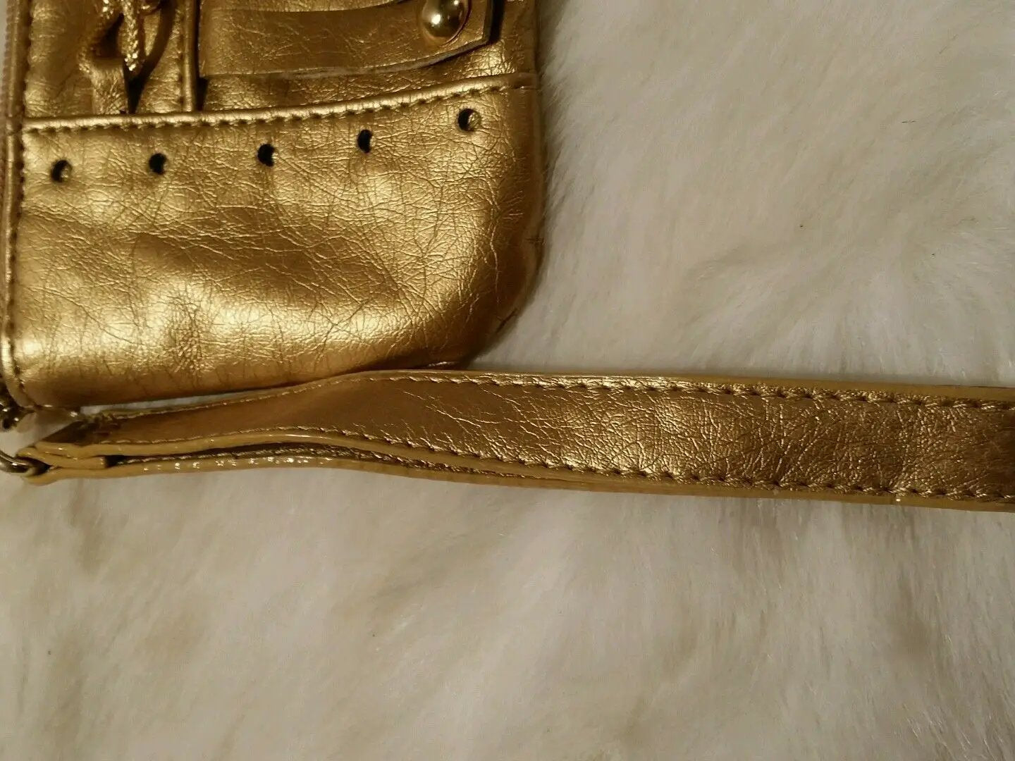 candies gold bling wristlet with chain and fringe design by candies
