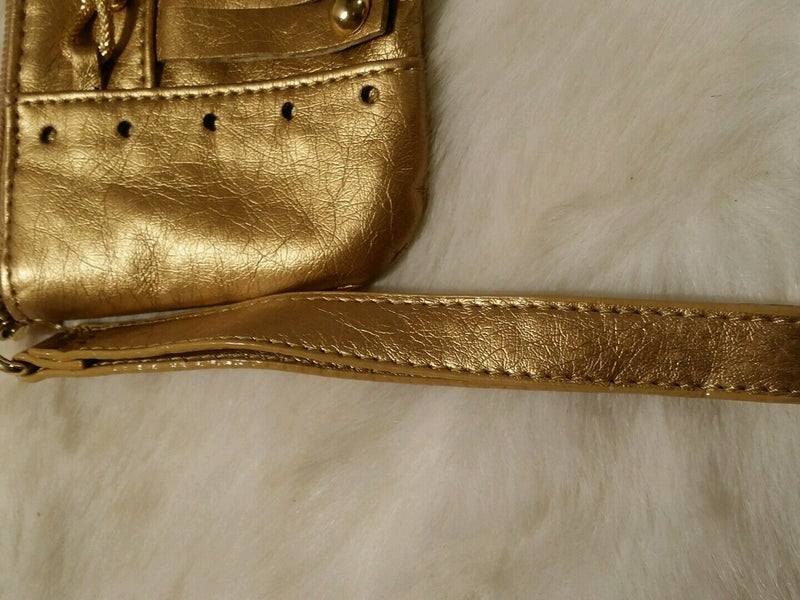 candies gold bling wristlet with chain and fringe design