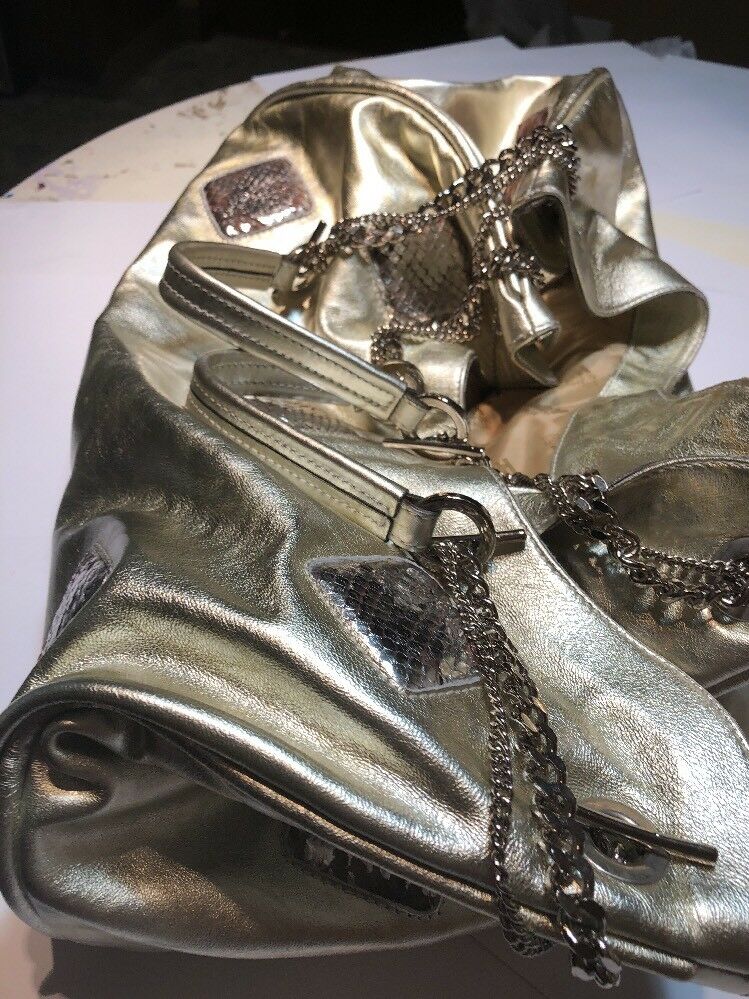Ph+39 Gold Leather Large Handbag