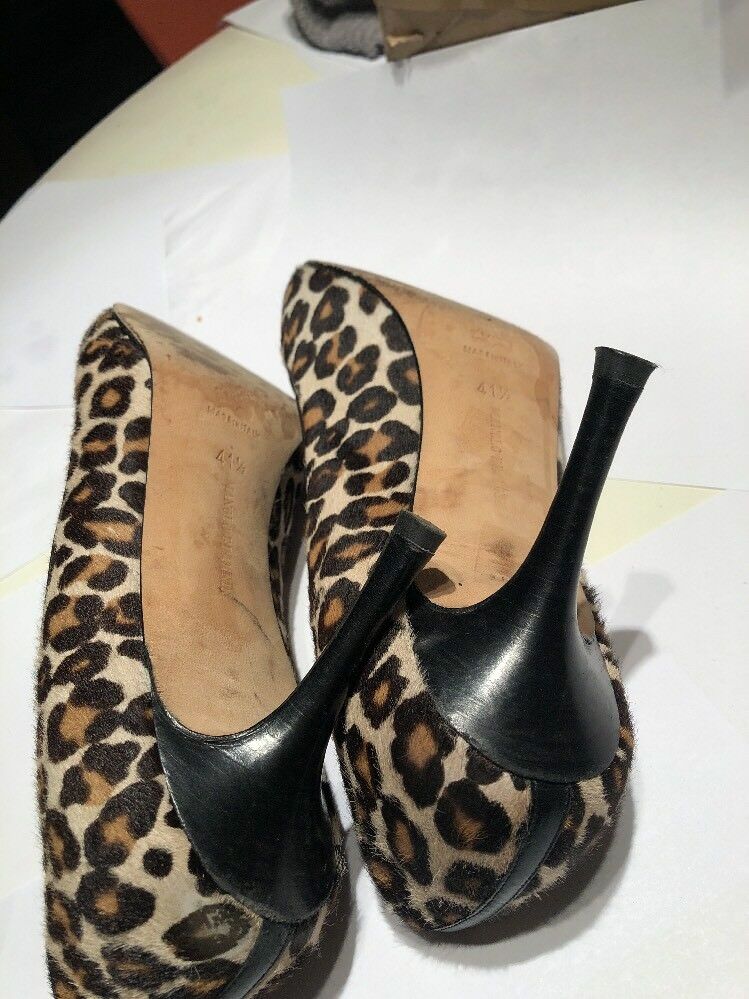 Manola Blahnik Size 41.1/2 Leapord Print  Peep Toe Shoes/10.5