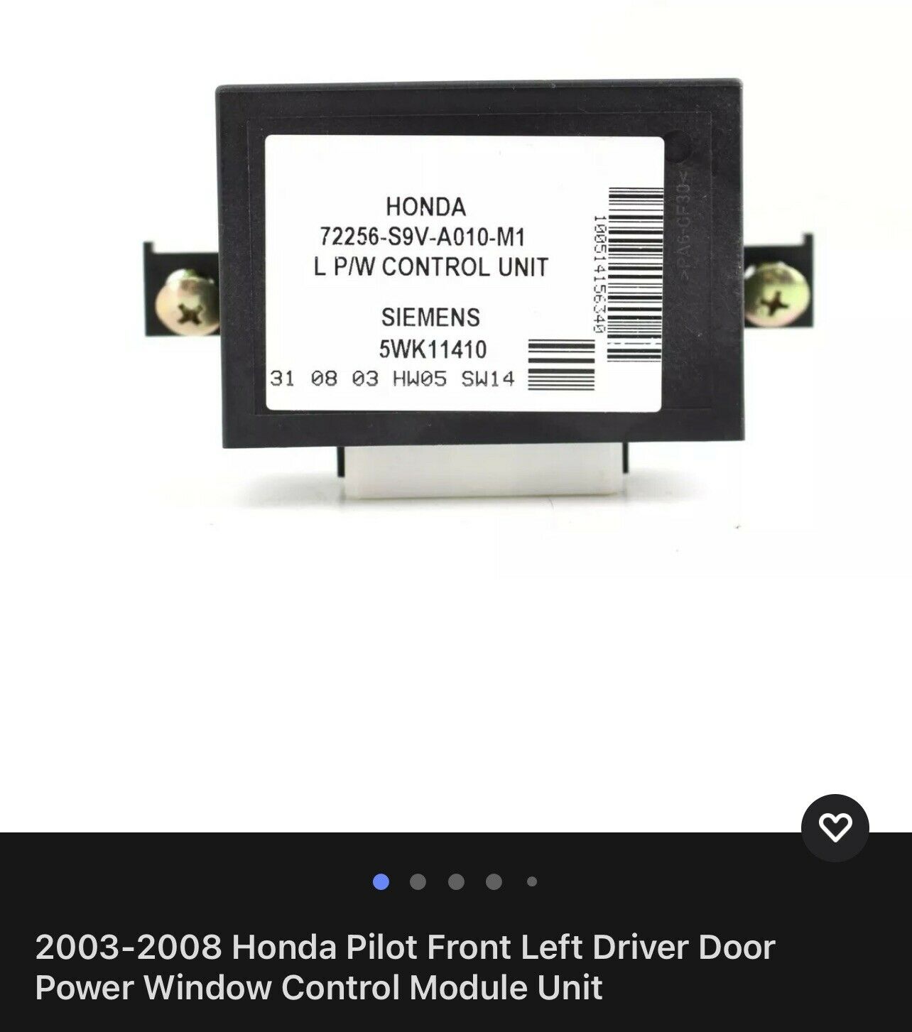 2003-2008 Honda Pilot Front Left Driver Door Power Window Control Module Unit