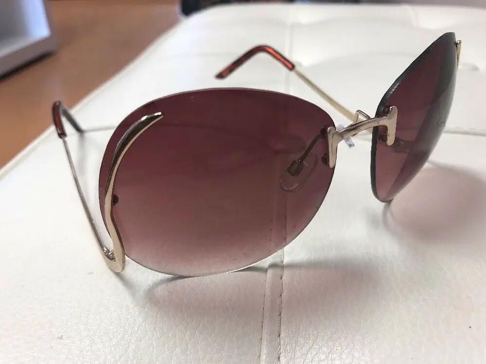 70's Vintage Oversized Rimless Large Round Clear Lenses Women Big XXL Sunglasses by Fashion Deal
