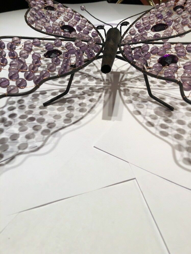 Purple Large Beaded Landed Butterfly