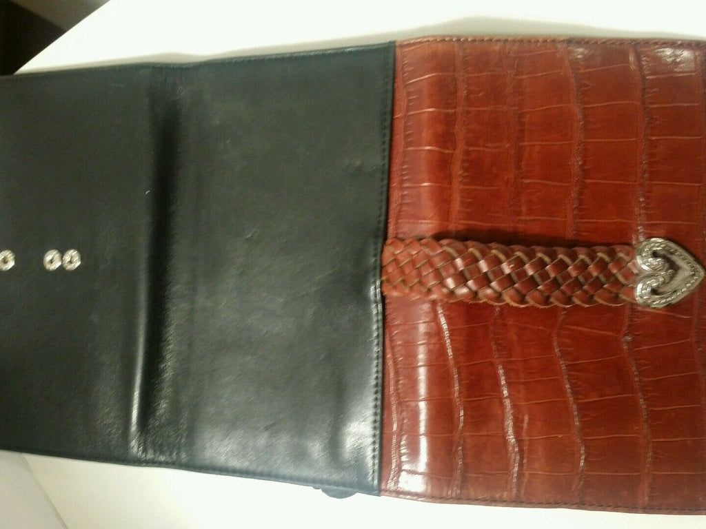 Brighton black and brown croco print clutch size 7.5 /6