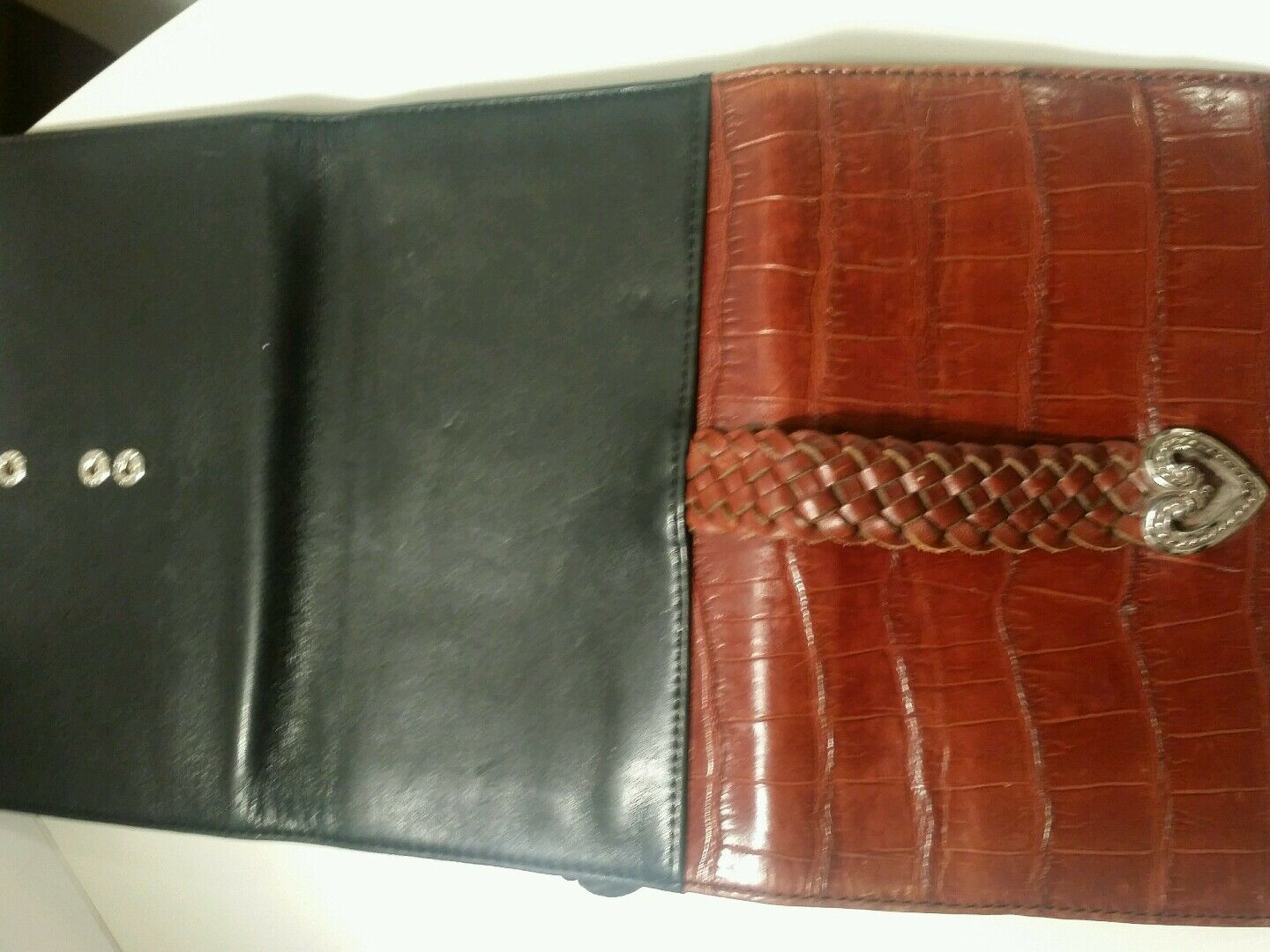 Brighton black and brown croco print clutch size 7.5 /6