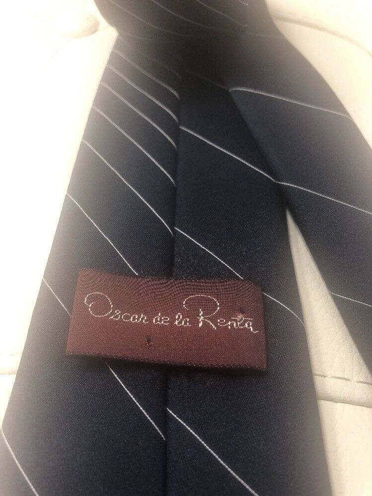 Vintage Oscar de la Renta Blue Striped Tie 54L