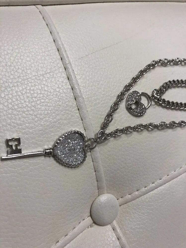 Heart Locket and Key Silver Costume Necklace Pendant by Unbranded