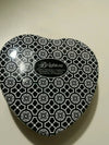 BRIGHTON HEART JEWELRY BOX CHARM COLLECTIBLE black and white TIN BOX