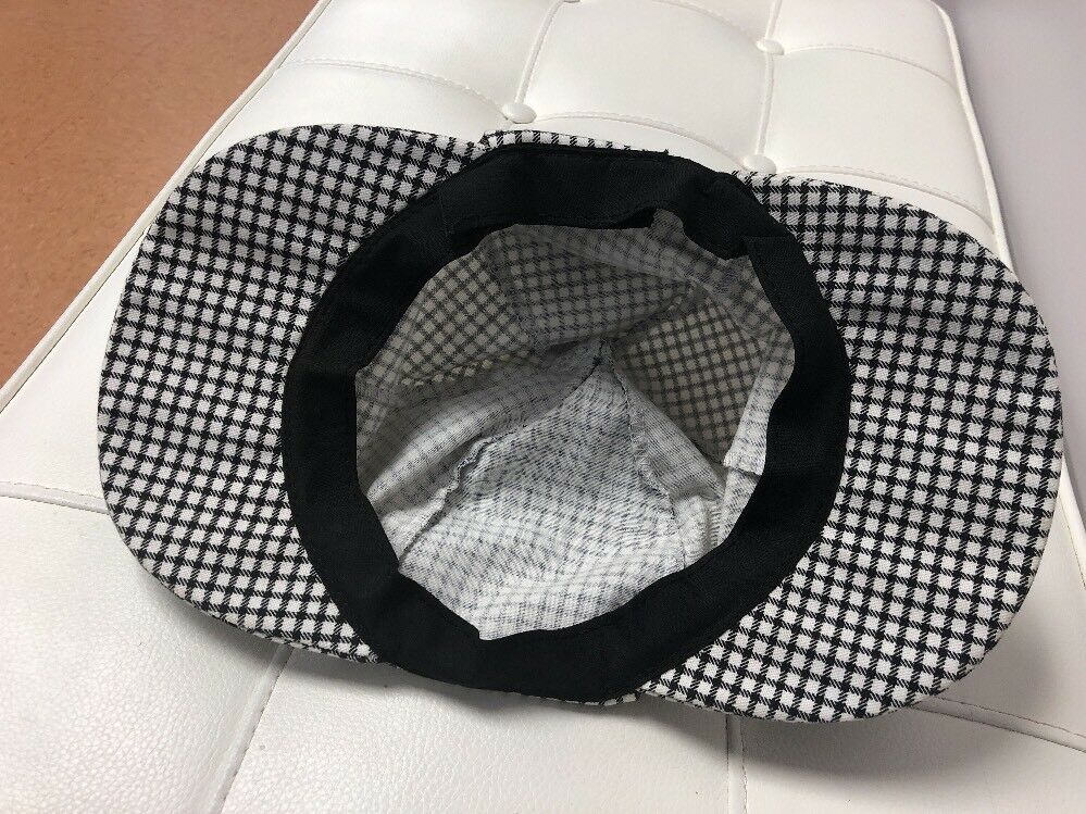 Vintage Hat Sherlock Holmes Deerstalker Hat Black and White Small