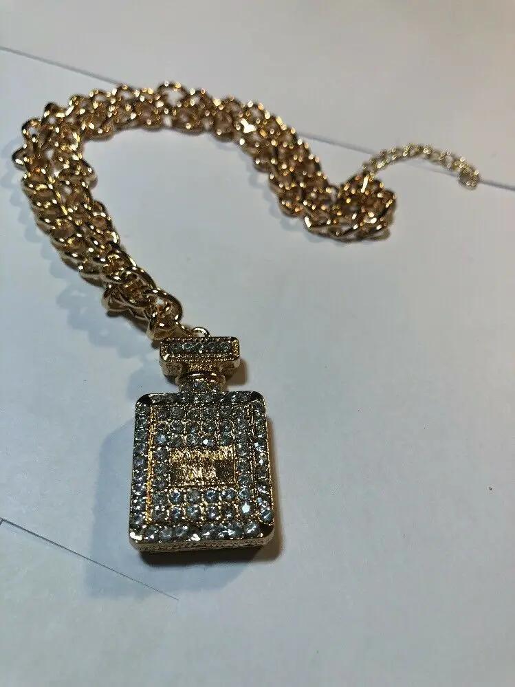 Gold Perfume Botyle Necklace Pendant by DALEY1DEALS,LLC.
