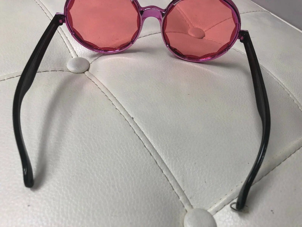 Oversized Fushia Fantasic Pink Round Frame Sunglasses by PINK