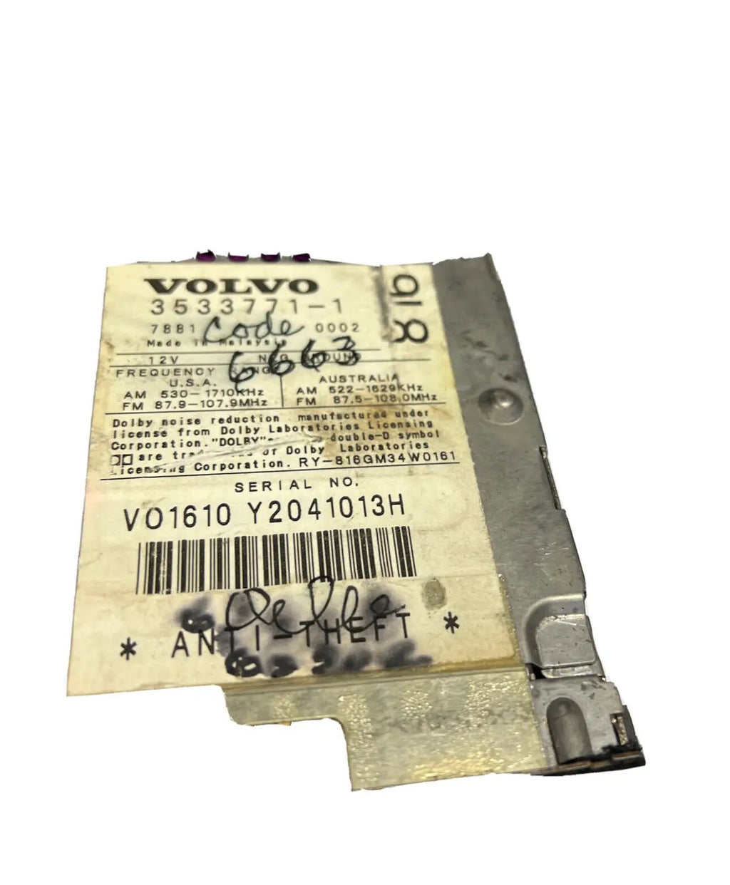 Volvo SC-816 Radio tuner CD cass w CODE 960 S70 C70 V70 850 S90 93-00 OEM SC816 by Volvo