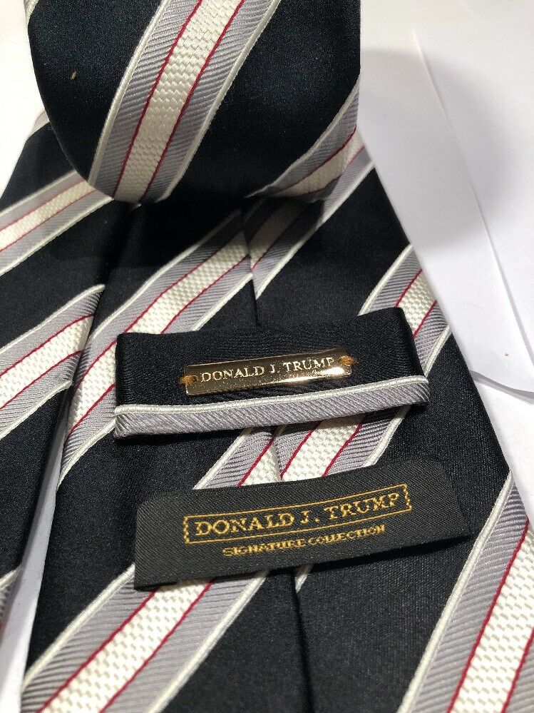 Donald J. Trump Tie 100% Silk Black & White Striped