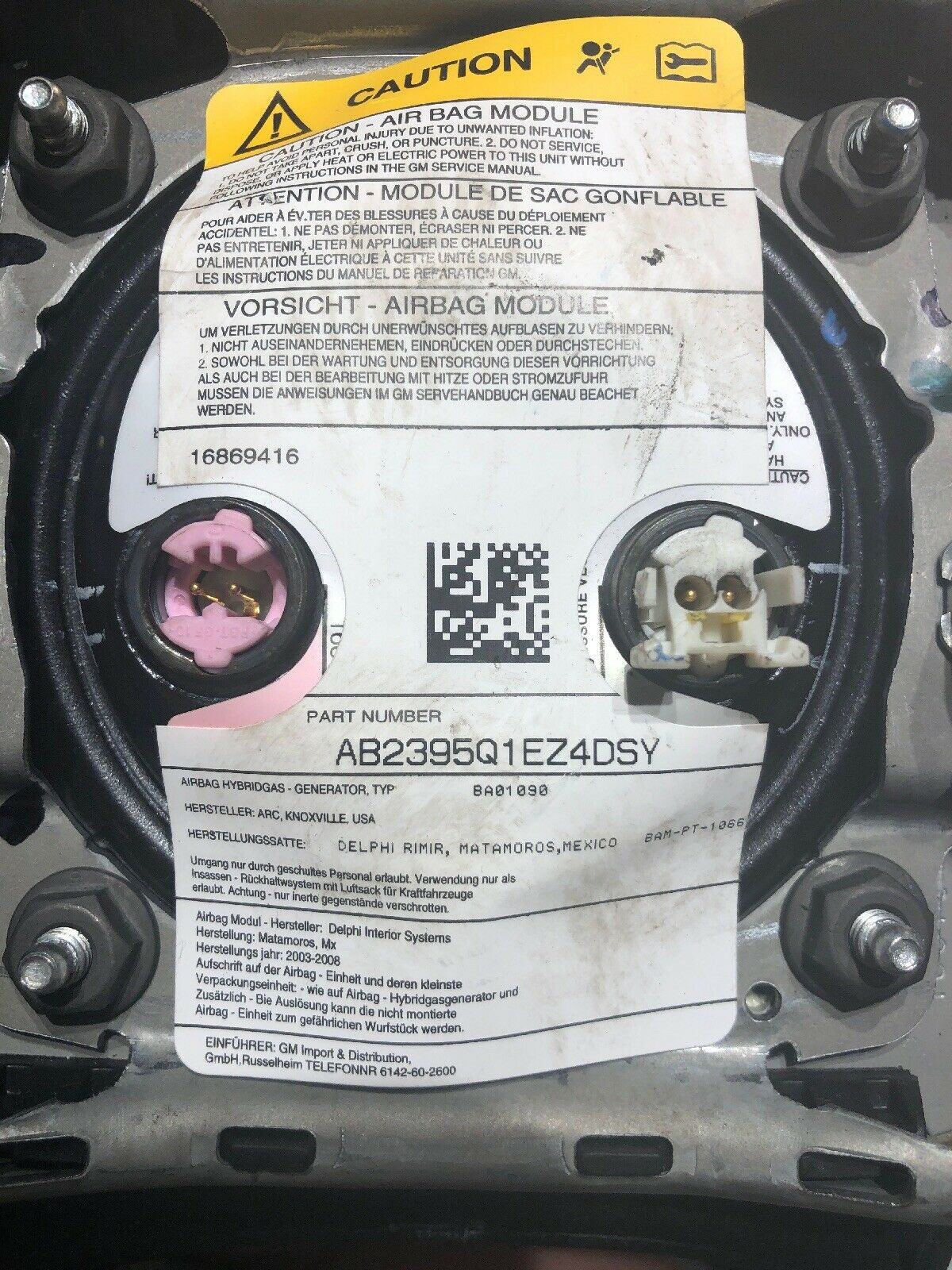 FITS 2005-2009 CHEVY TRAILBLAZER OEM DRIVER AIRBAG AIR BAG AB2395Q1EZ4DSY OE