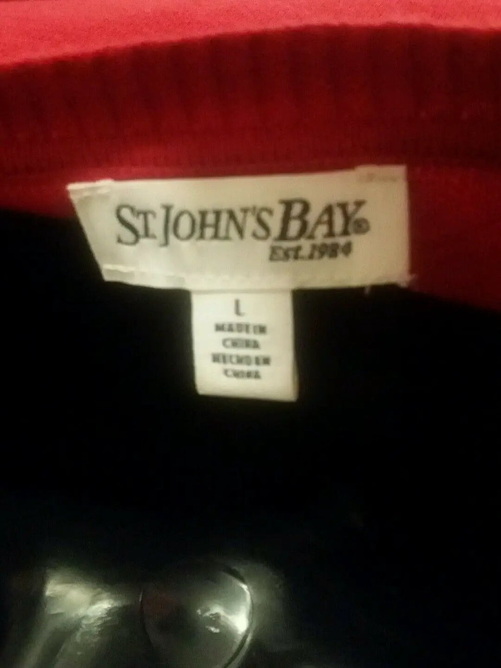 St.Johns bay knit Argyle red and gray sweater LARGE, 97% COTTON & 3% OTHER FIBER by St.johns bay
