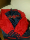 Cleveland indians baseball fabs team jacket size 5/6 blue and red reversable.