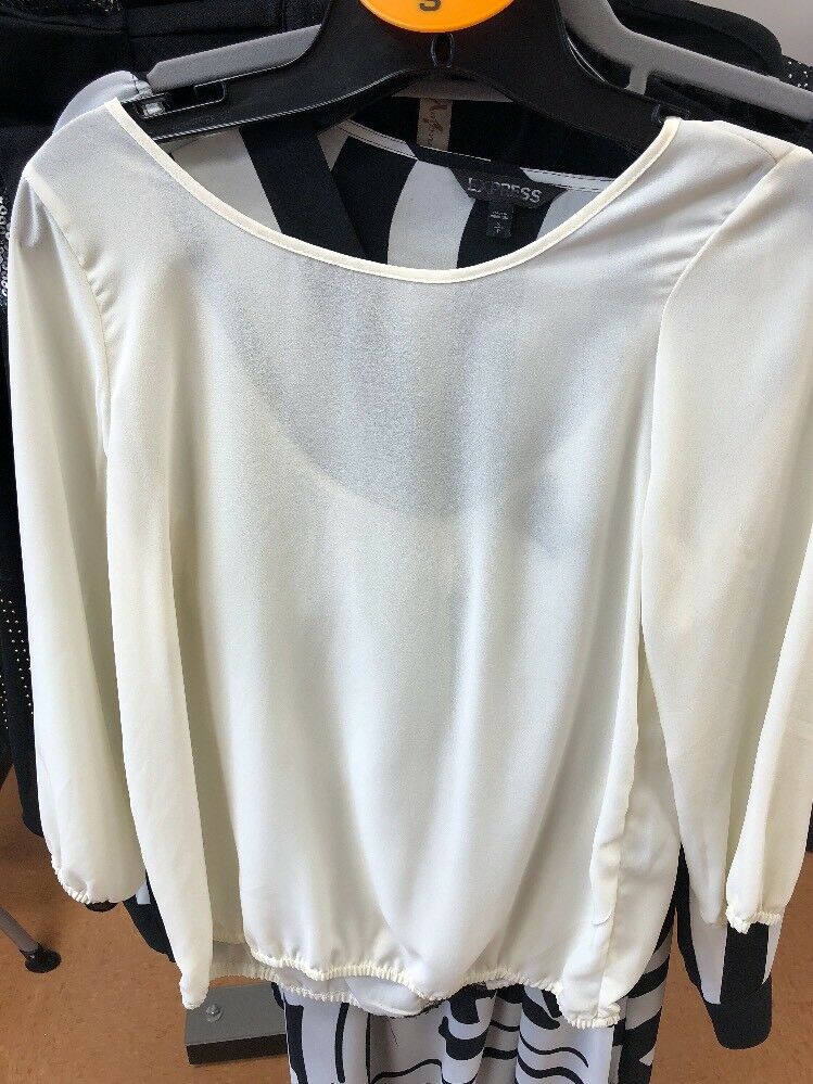 Sequin Black Bow On White Small Blouse