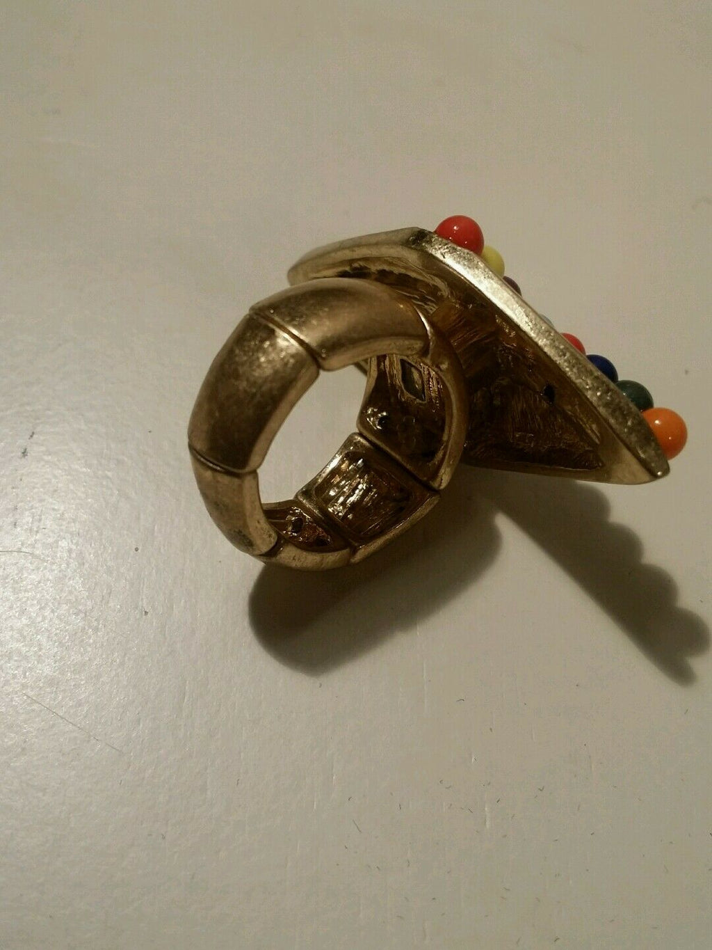 costume jewelry gold tone eccentric ring adjustable size