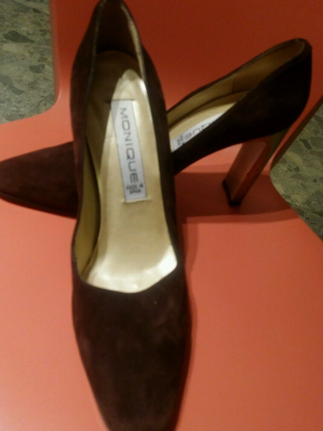 monique brown suede made in spain pumpssize 10m 3 inch heels