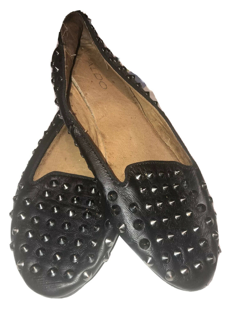 Aldo Black Studded Casual Flats Size 7.5 EU 38