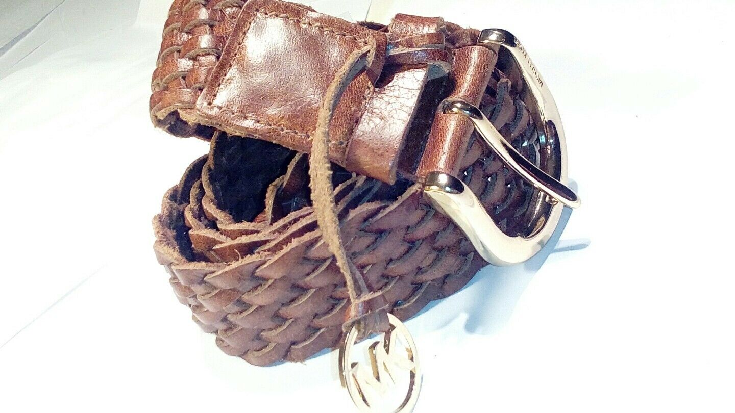 Michael  Brown wooden leather belt size m