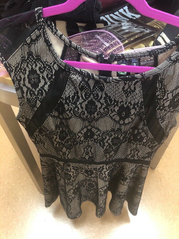 Lace Small Dress Black And Nude Tone