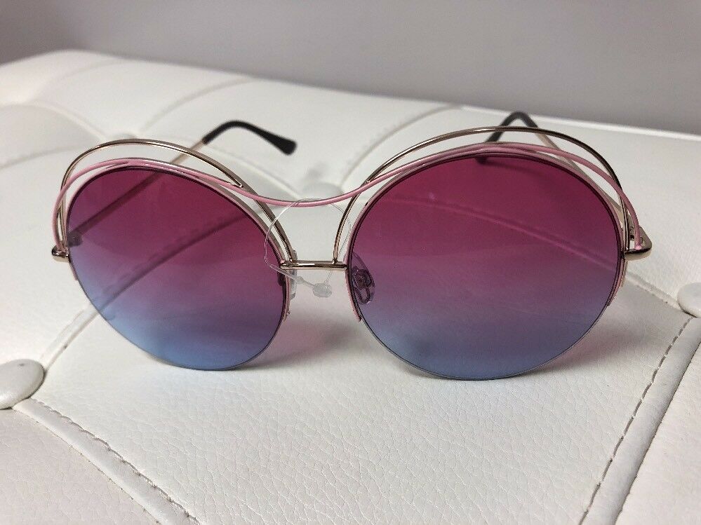 Round Oversized Gold Rim Sunglasses