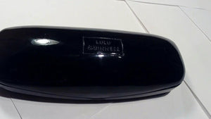 Preowned LULU GUINNESS hard shell eyeglass case BLACK 6.25"x2.25"x1.5" TV6 40745