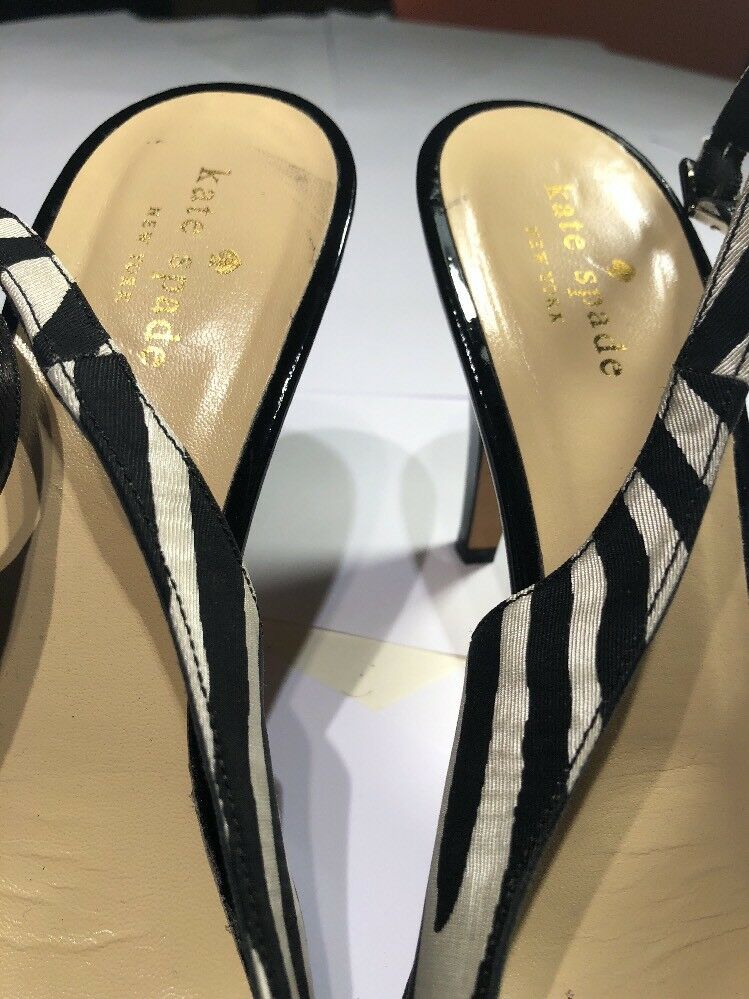 Kate Spade Zebra Print Black Bow Slingback Heels Size 10 M