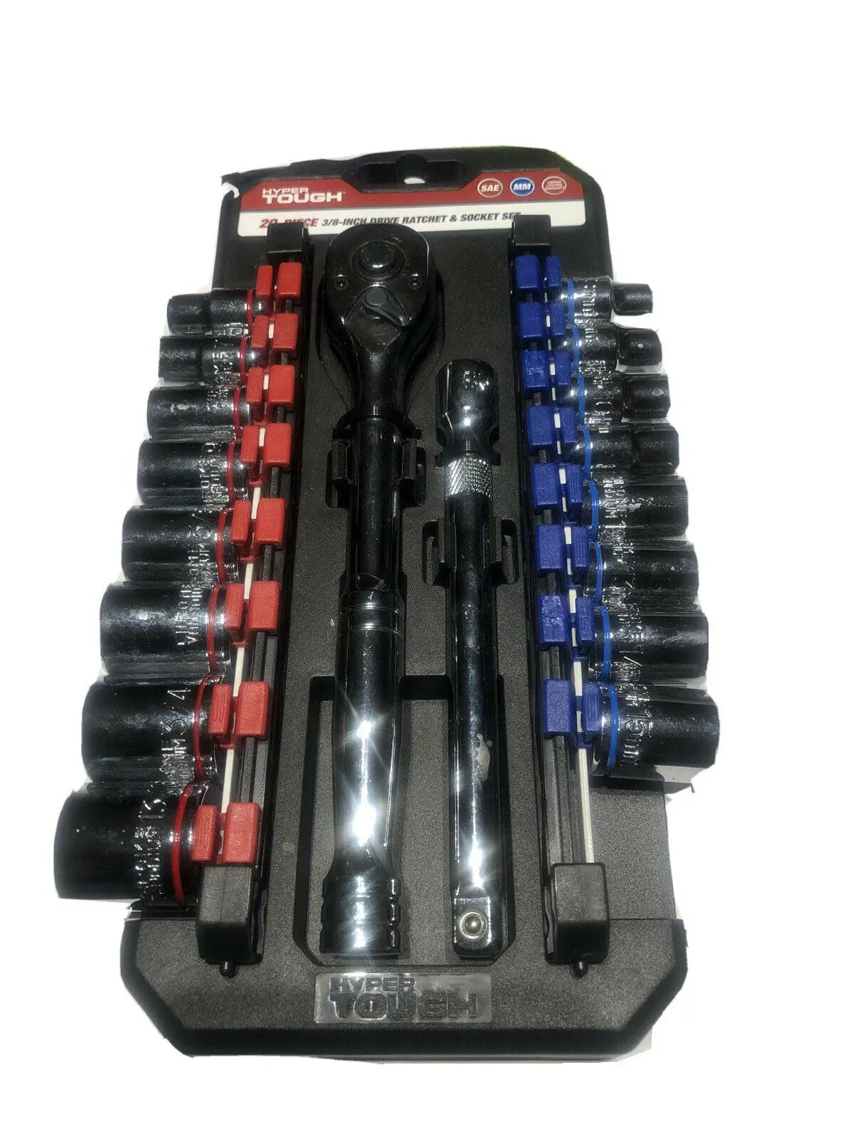 Hyper Tough 20-Piece 3/8-Inch Drive RATCHET SOCKET SET SAE & METRIC Rail (T) by Hyper Tough