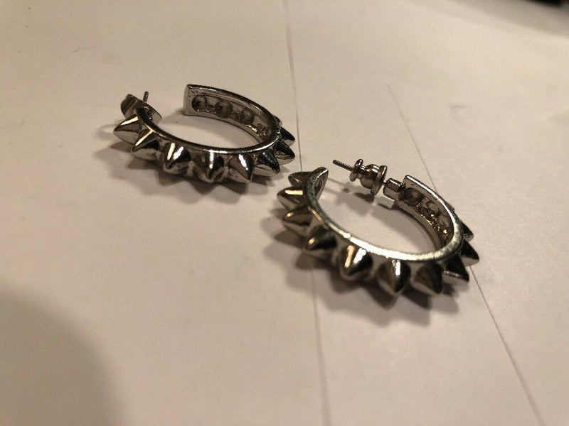 Silver Hoop Studded Earrings