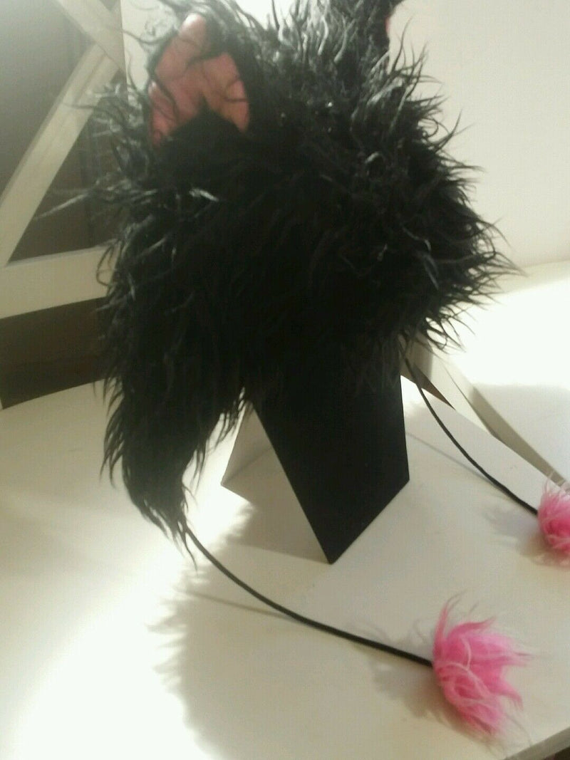 Animal Hat Black Kitty Cat with Pink Ear Faux Fur New Panda Hats Brand FH035