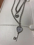 Heart Locket and Key Silver Costume Necklace Pendant by Unbranded