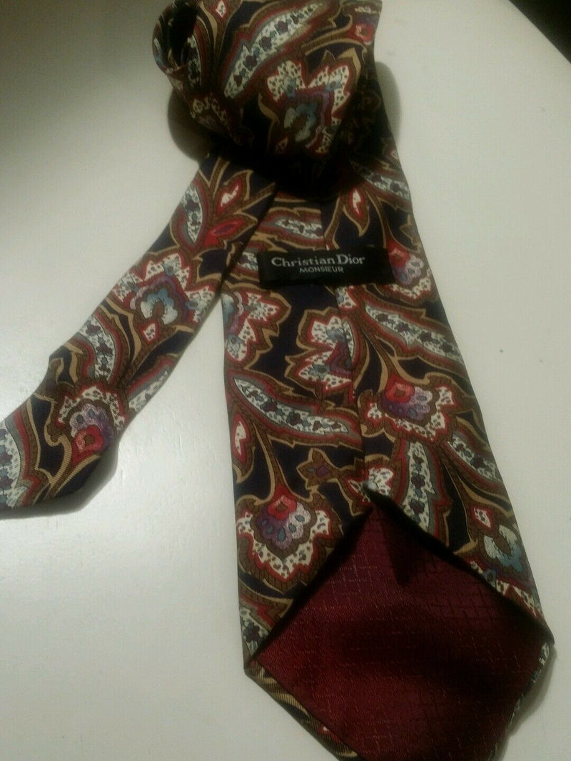 Christian dior monsieur 100% silk delicious floral paisley print tie.
