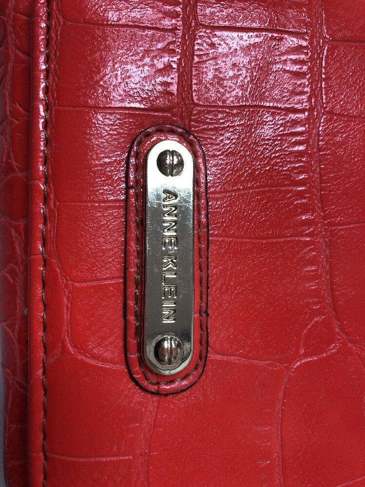 Anne Klien Orange Croco Print Billfod Wallet