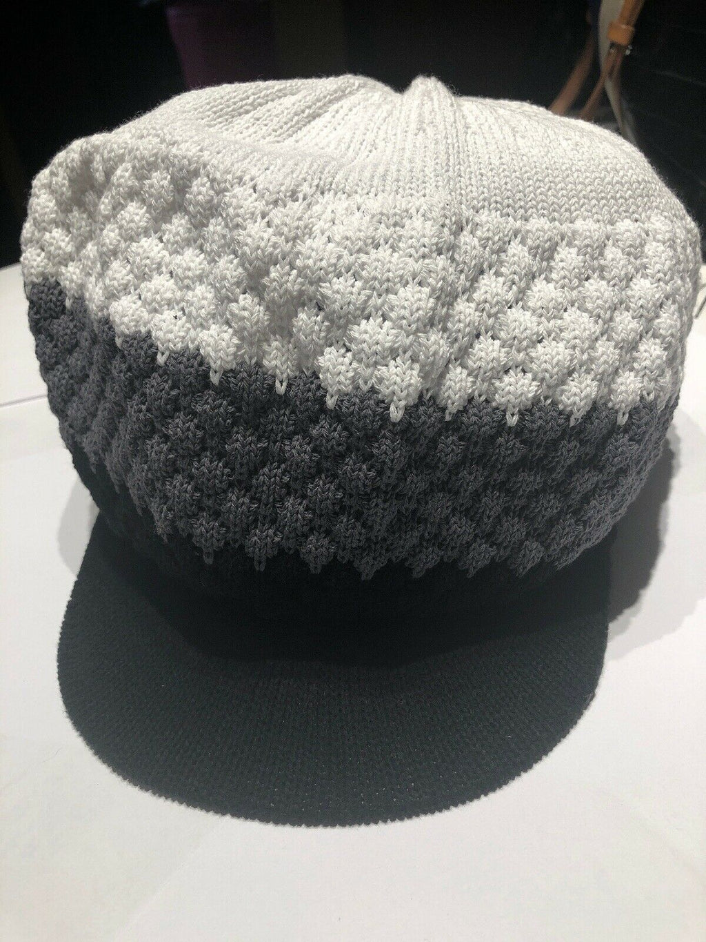 White Gray and Black Rasta Knit Hat