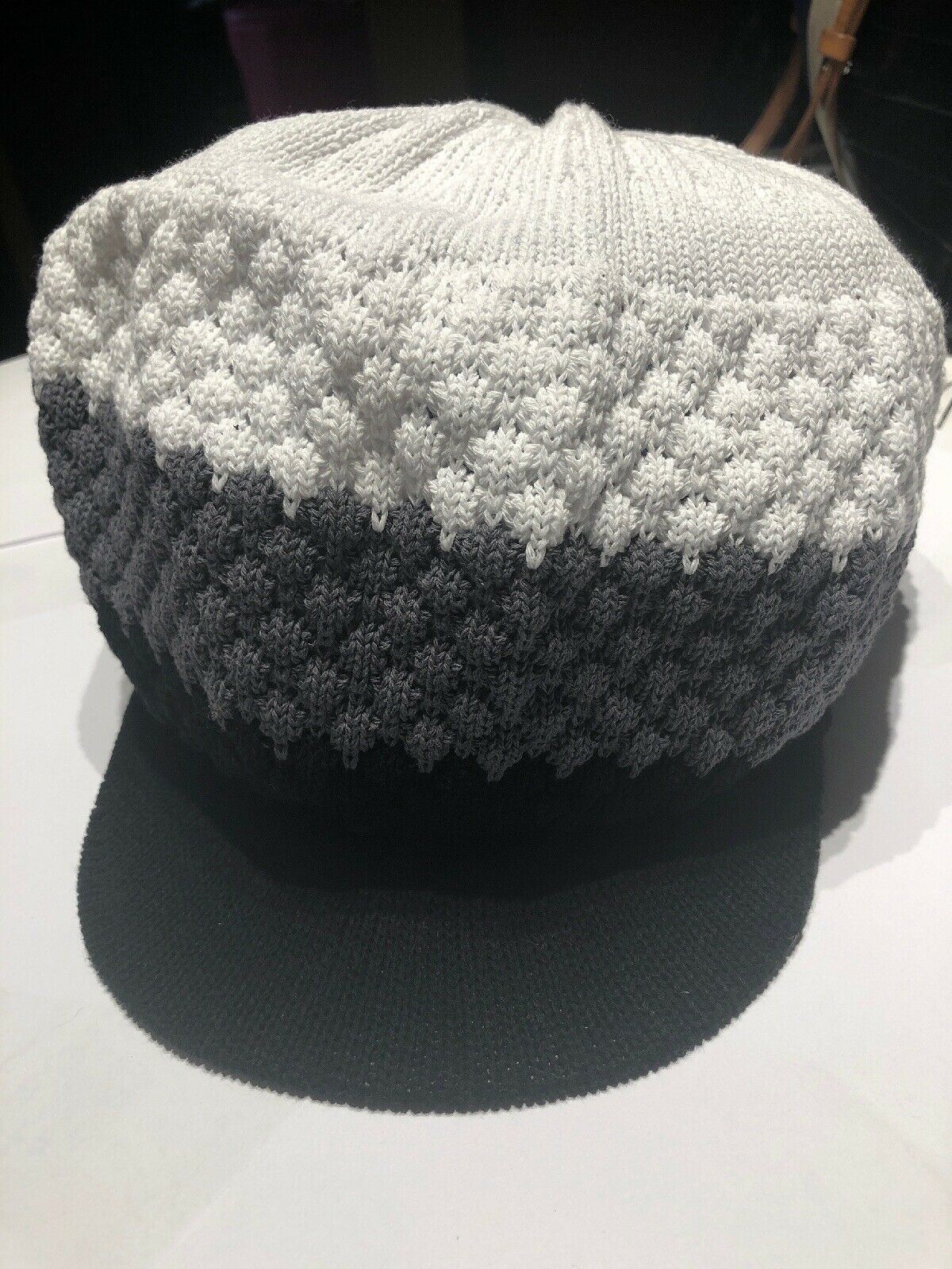 White Gray and Black Rasta Knit Hat