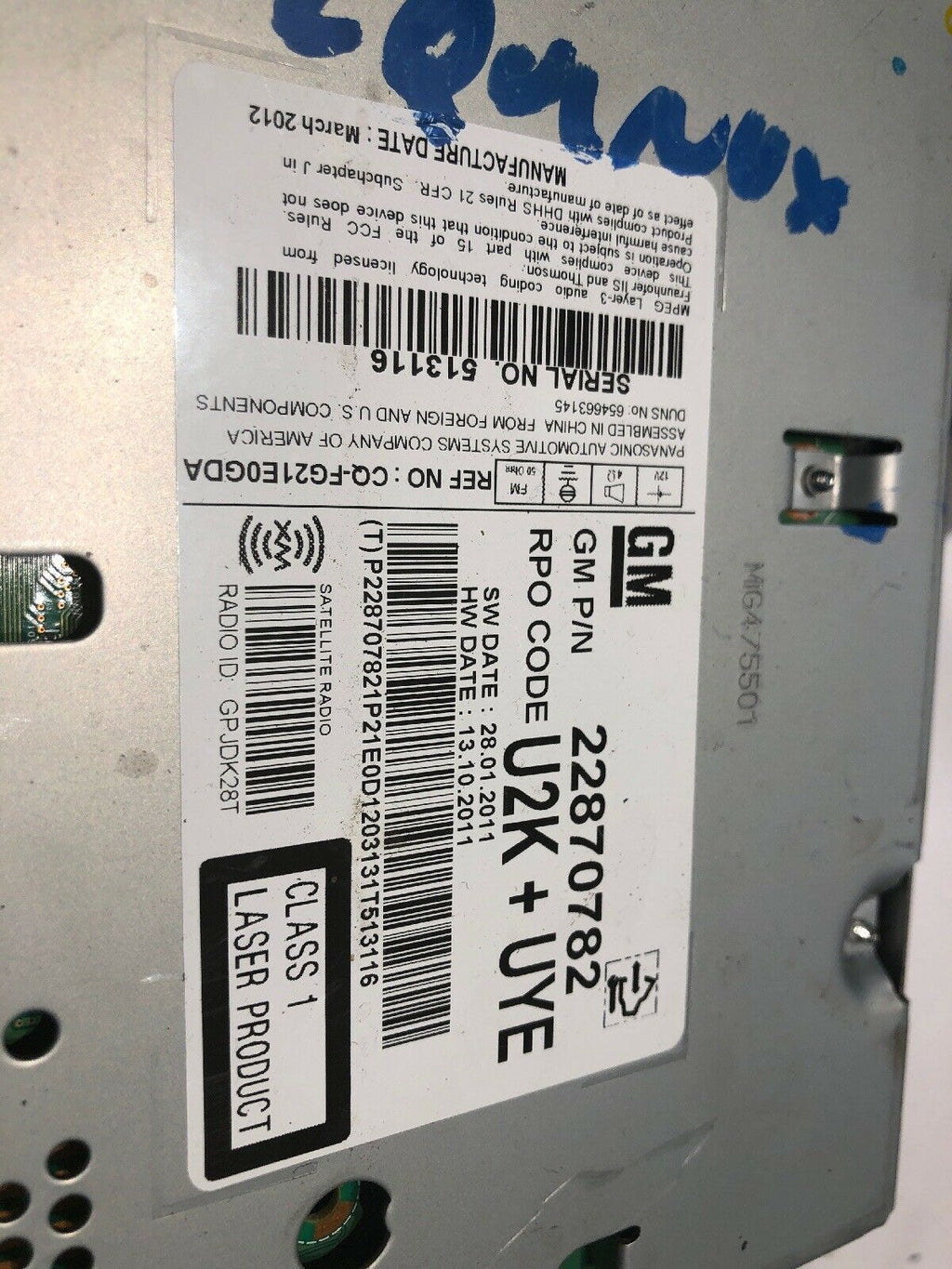12 13 Chevrolet Equinox Terrain Camaro Cruze Radio Cd Mp3 Player 22870782 B 4047