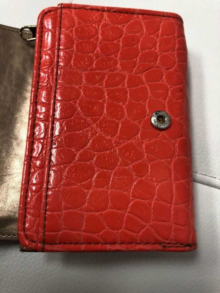 Anne Klien Orange Croco Print Billfod Wallet