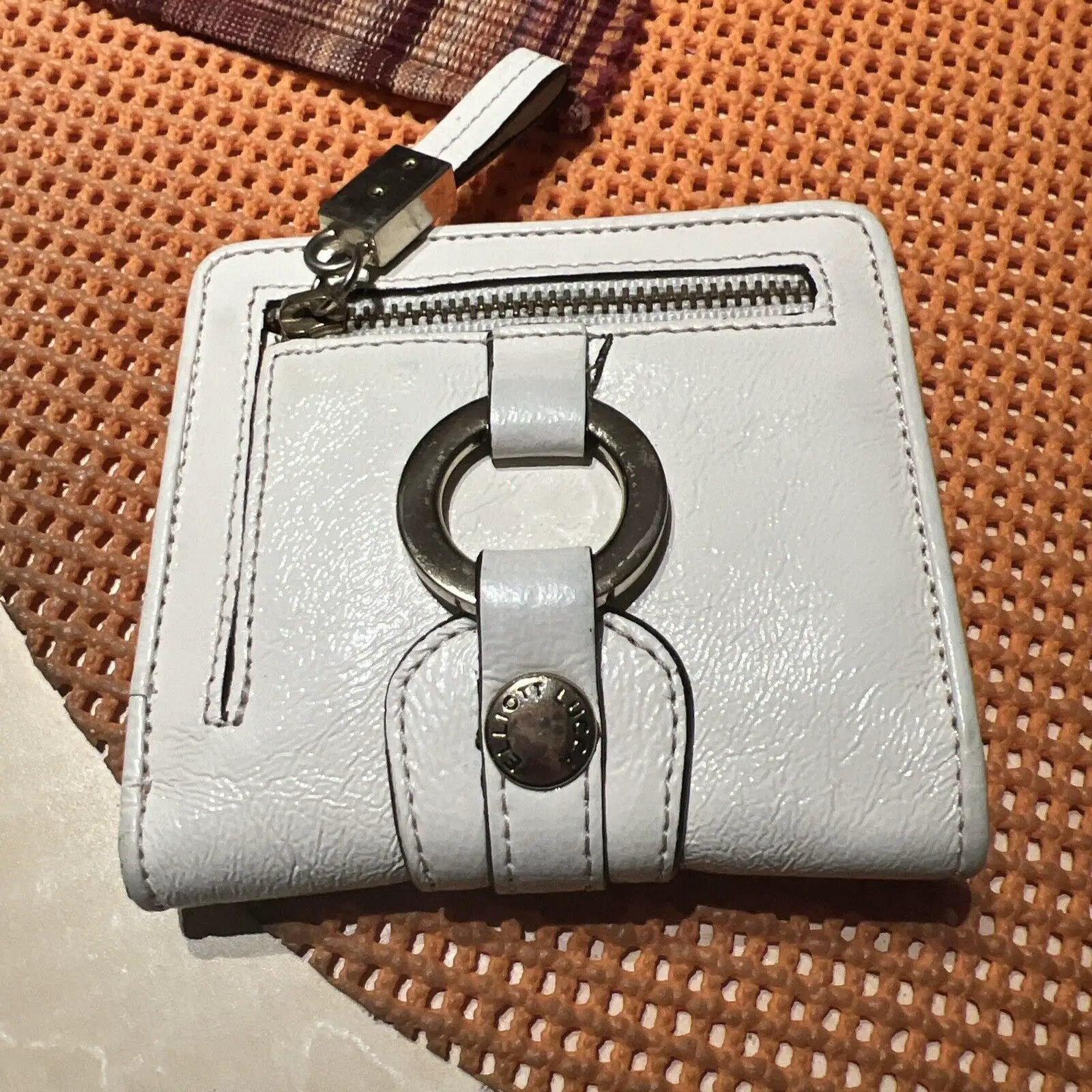 Elliott Lucca Wallet Women White Smooth Leather Clutch Metal by Elliott Lucca