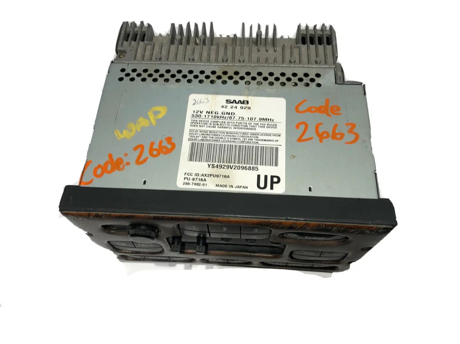 SAAB CLARION OEM AM/FM RADIO STEREO CASSETTE PLAYER 4224929 - UNTESTED - AS-IS by Factory/OEM SAAB CLARION