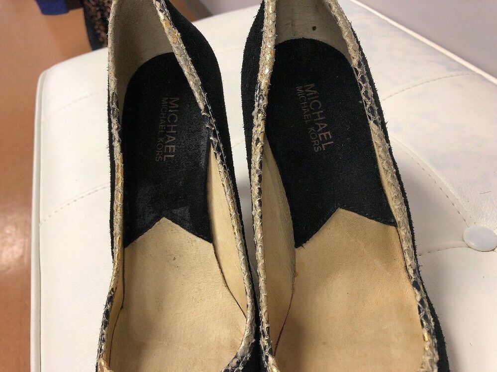 Michael Kors Black Suede Leather High Heels Shoes Pumps Size 10M