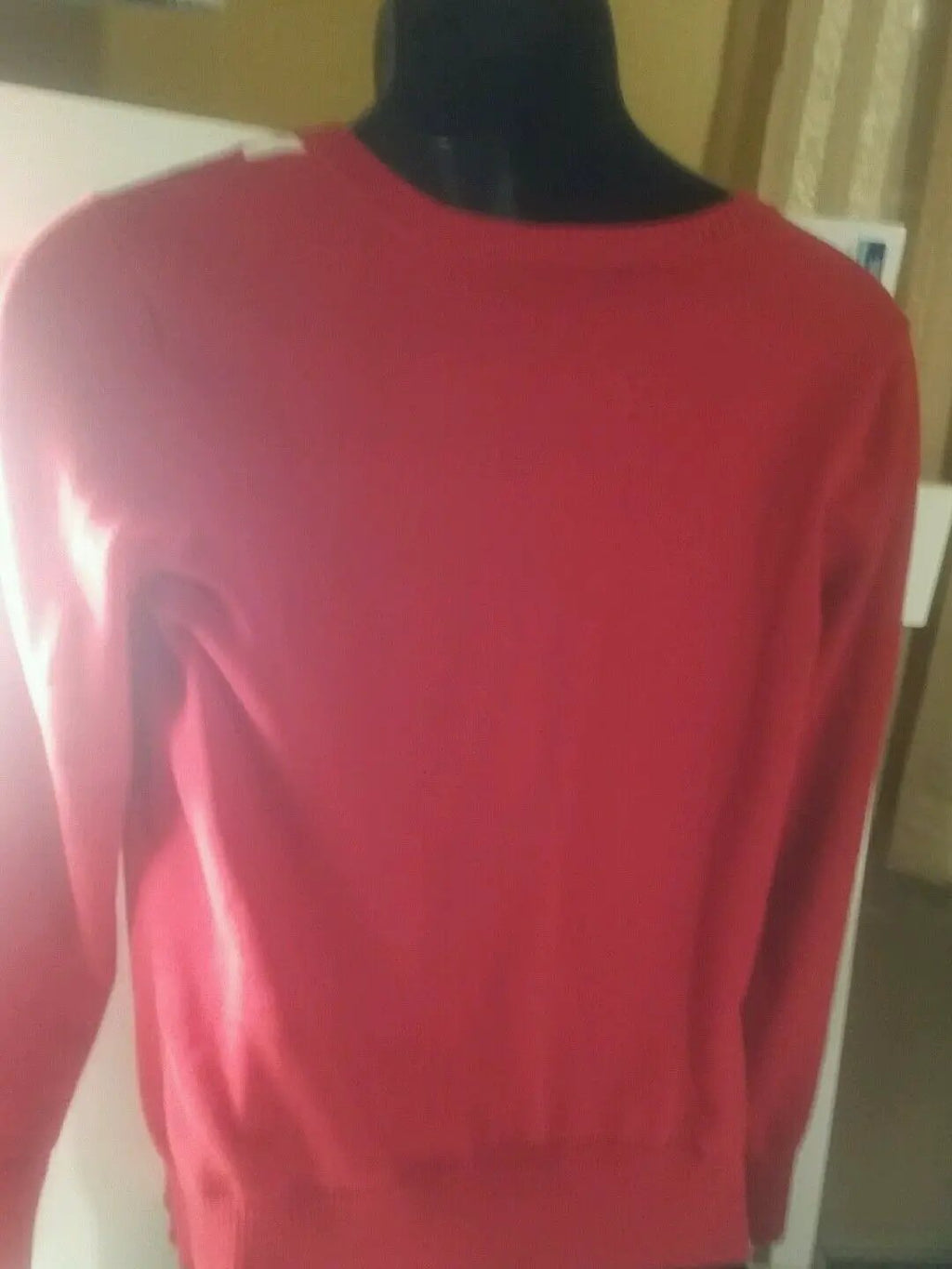 St.Johns bay knit Argyle red and gray sweater LARGE, 97% COTTON & 3% OTHER FIBER by St.johns bay