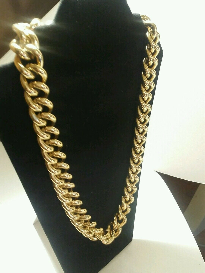 gold large bling costume jewelry necklace size 11 inches long